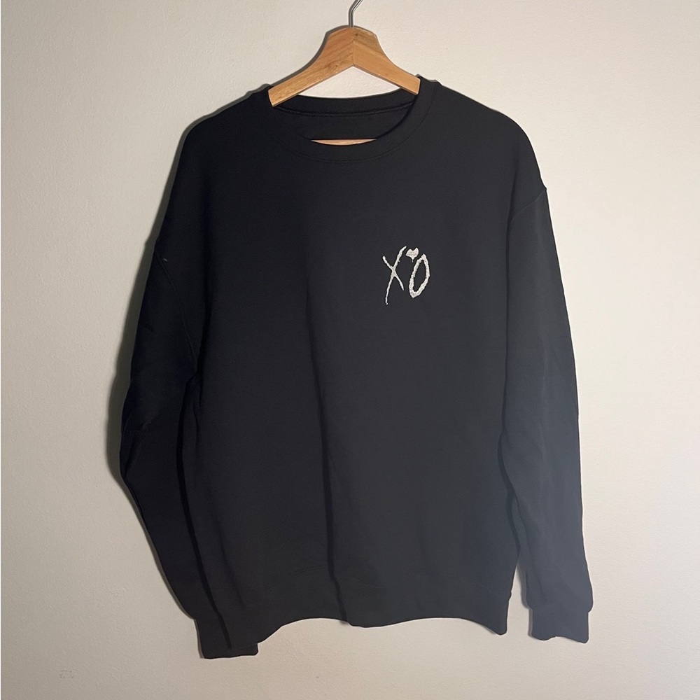 The Weeknd Black Crewneck Sweater with White XO Logo